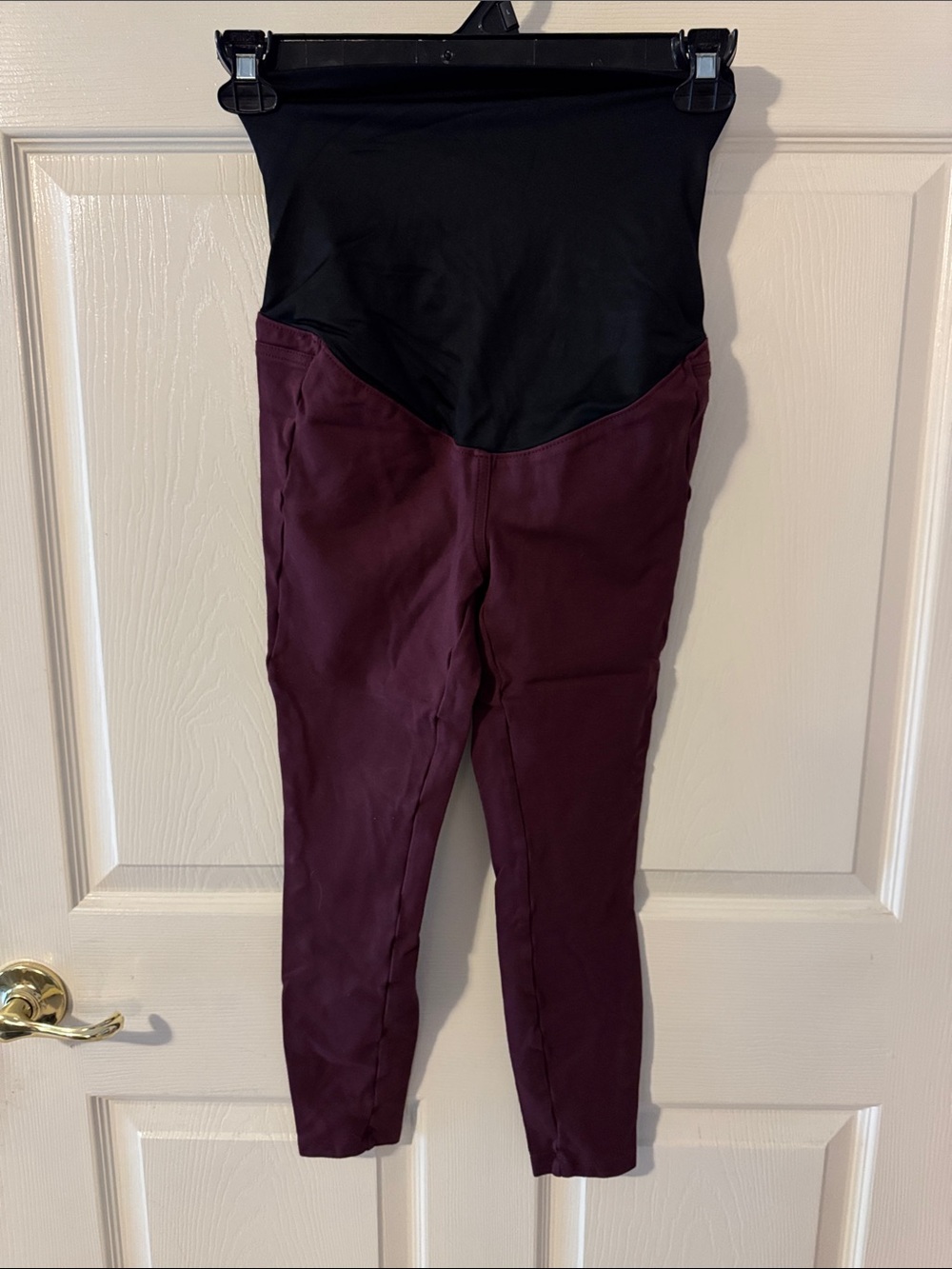 LOFT Maternity Ankle Pants in Black & Burgundy